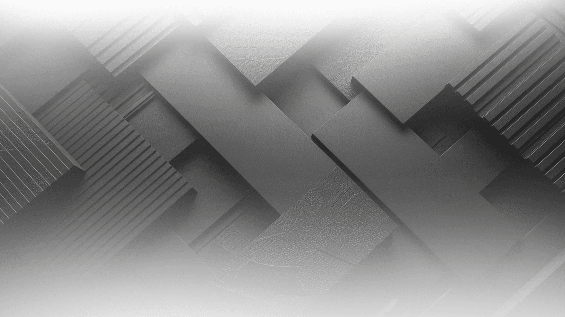 Layered black geometric panels with textured surfaces and linear patterns.