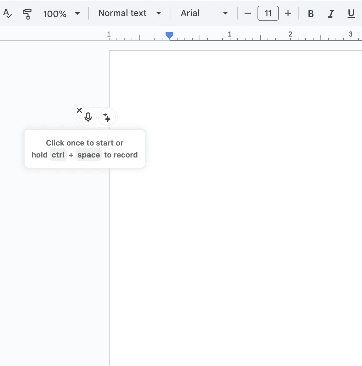 A screenshot of voice to text functionality with Voicy on Google docs