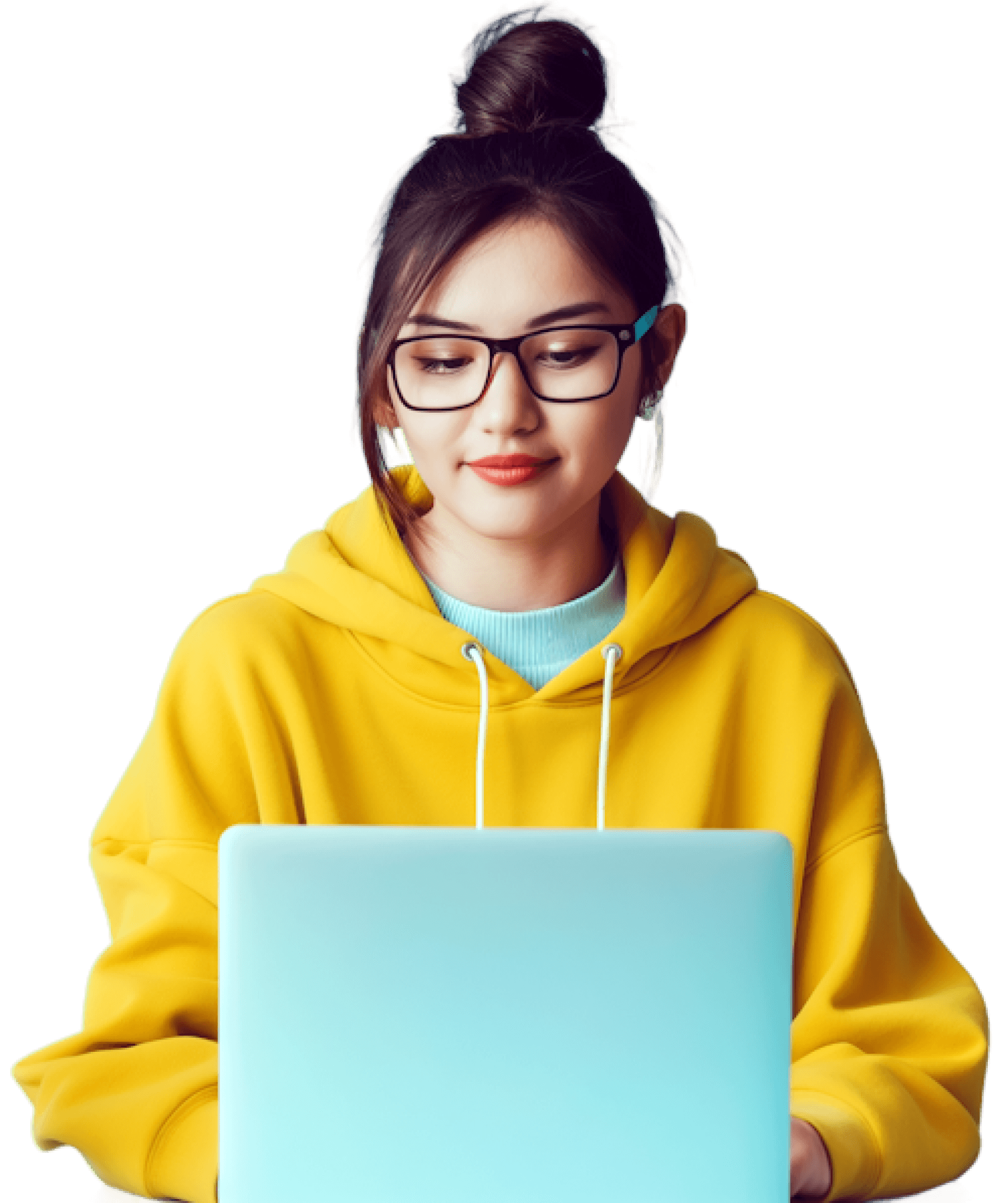 Girl looking at her laptop