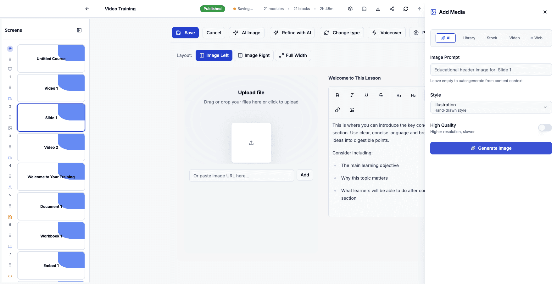 Click Generate Image to create the AI illustration based on your slide content.