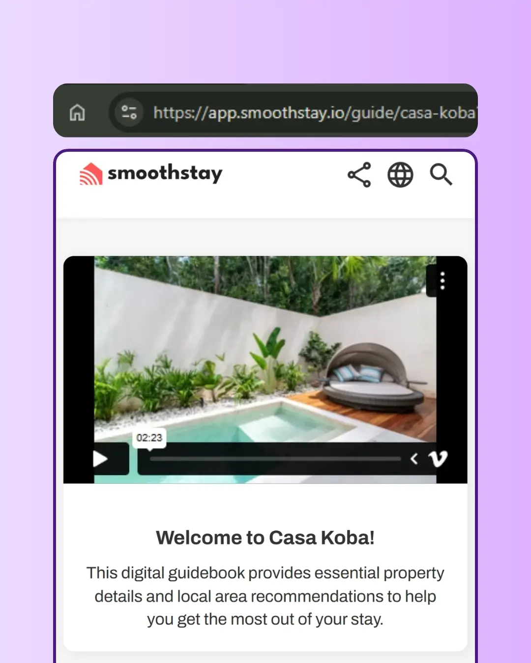 Guía de SmoothStay mostrada con URLs de slug personalizadas