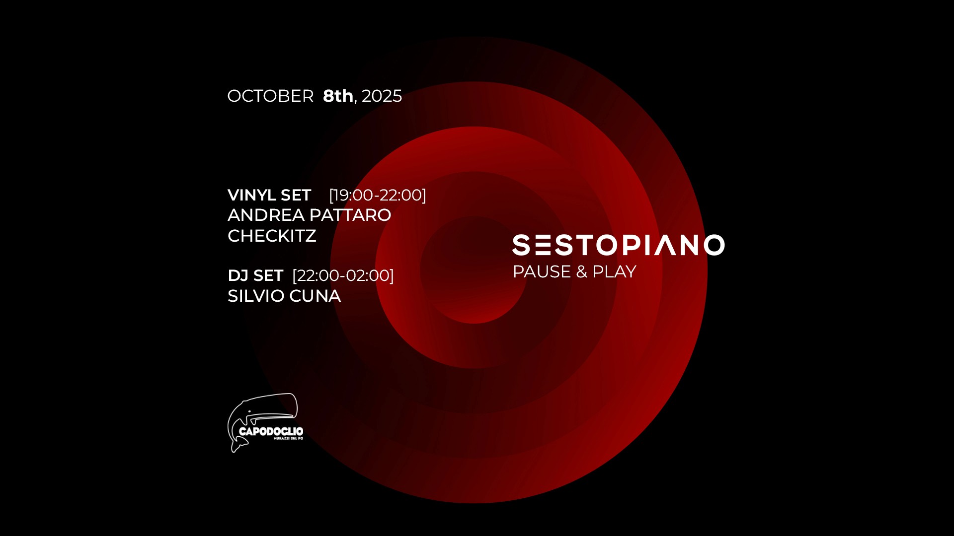 Nel cuore di Torino Centro, Sestopiano crea eventi Torino che trasformano la città in uno spazio sonoro. Le nostre serate Torino combinano DJ set live, musica elettronica Torino e collaborazioni musicali esclusive.  Non siamo una semplice discoteca Torino, ma un collettivo che realizza eventi immersivi e feste Torino curate nei dettagli.  Per scoprire il prossimo evento Sestopiano e tutti i nostri Sestopiano eventi, seguici su Instagram e sui nostri social ufficiali.