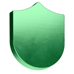 A 3 dimension shield icon in green