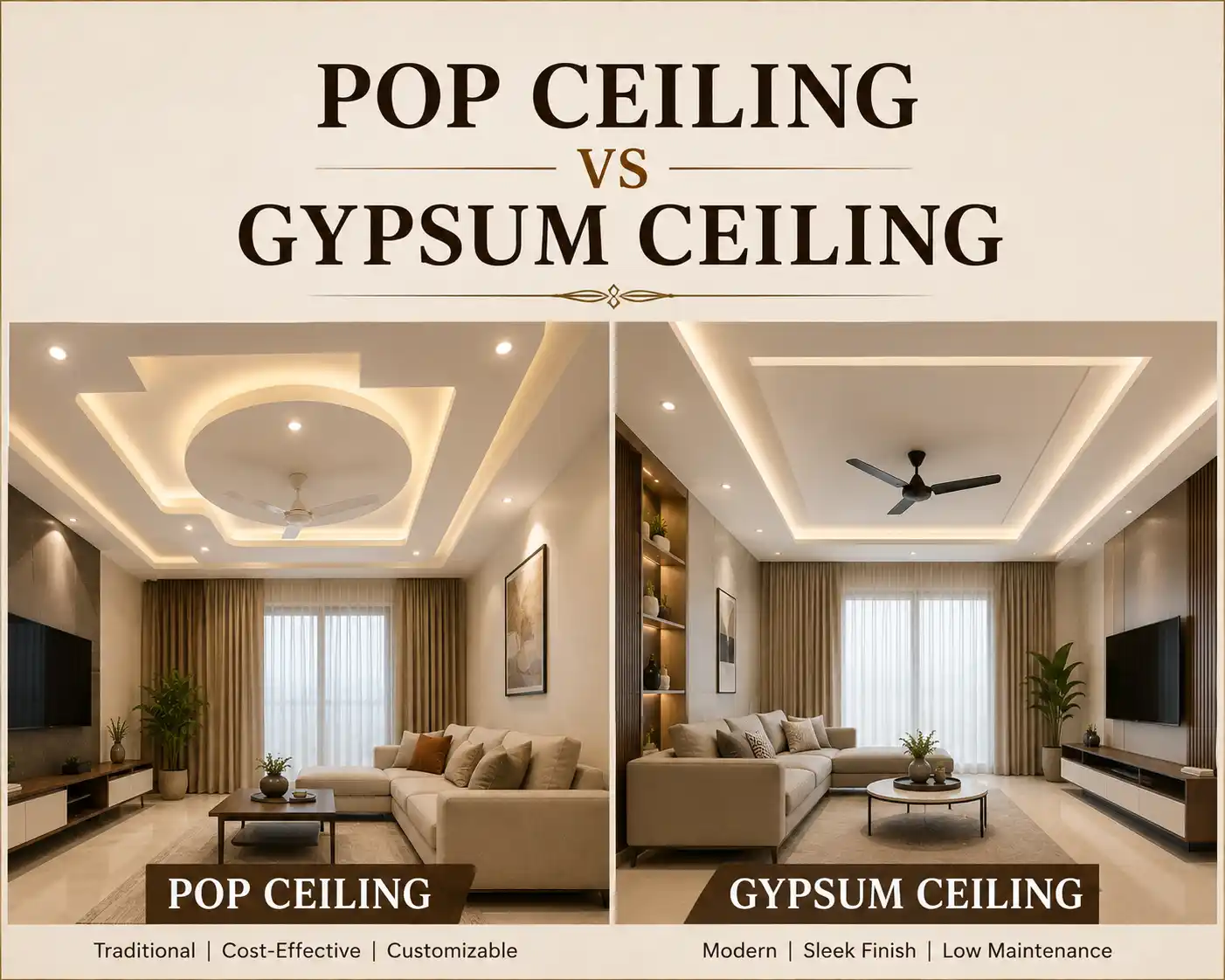 POP Ceiling vs Gypsum Ceiling