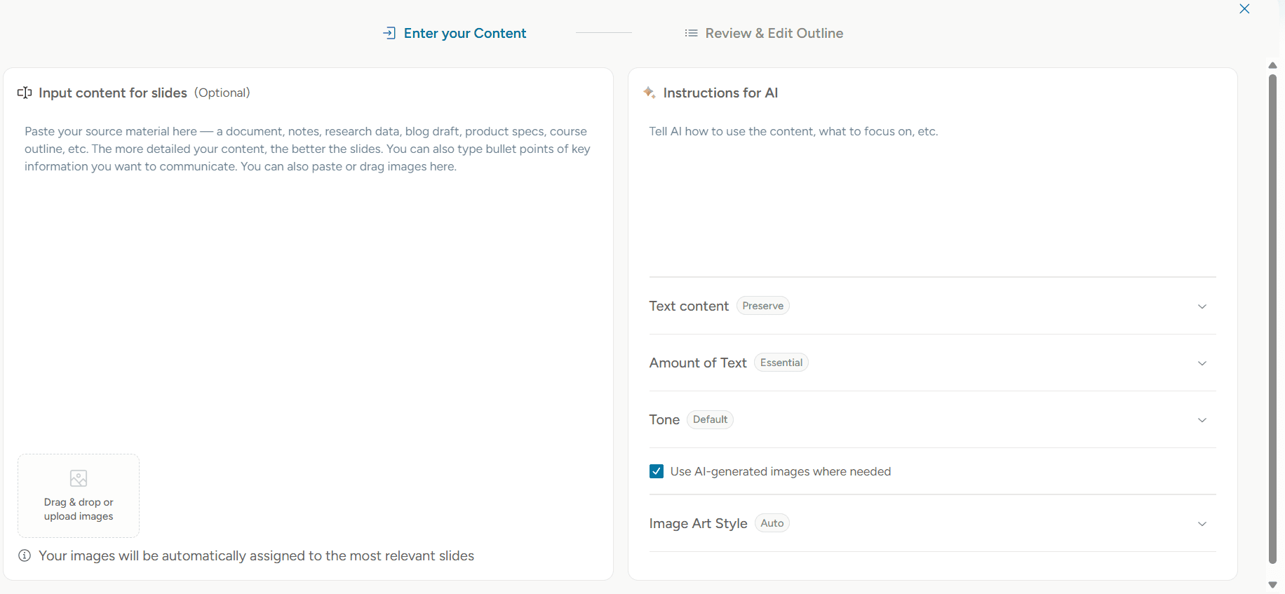 Alai allows users to customize their content in terms of tone, focus, length and intent