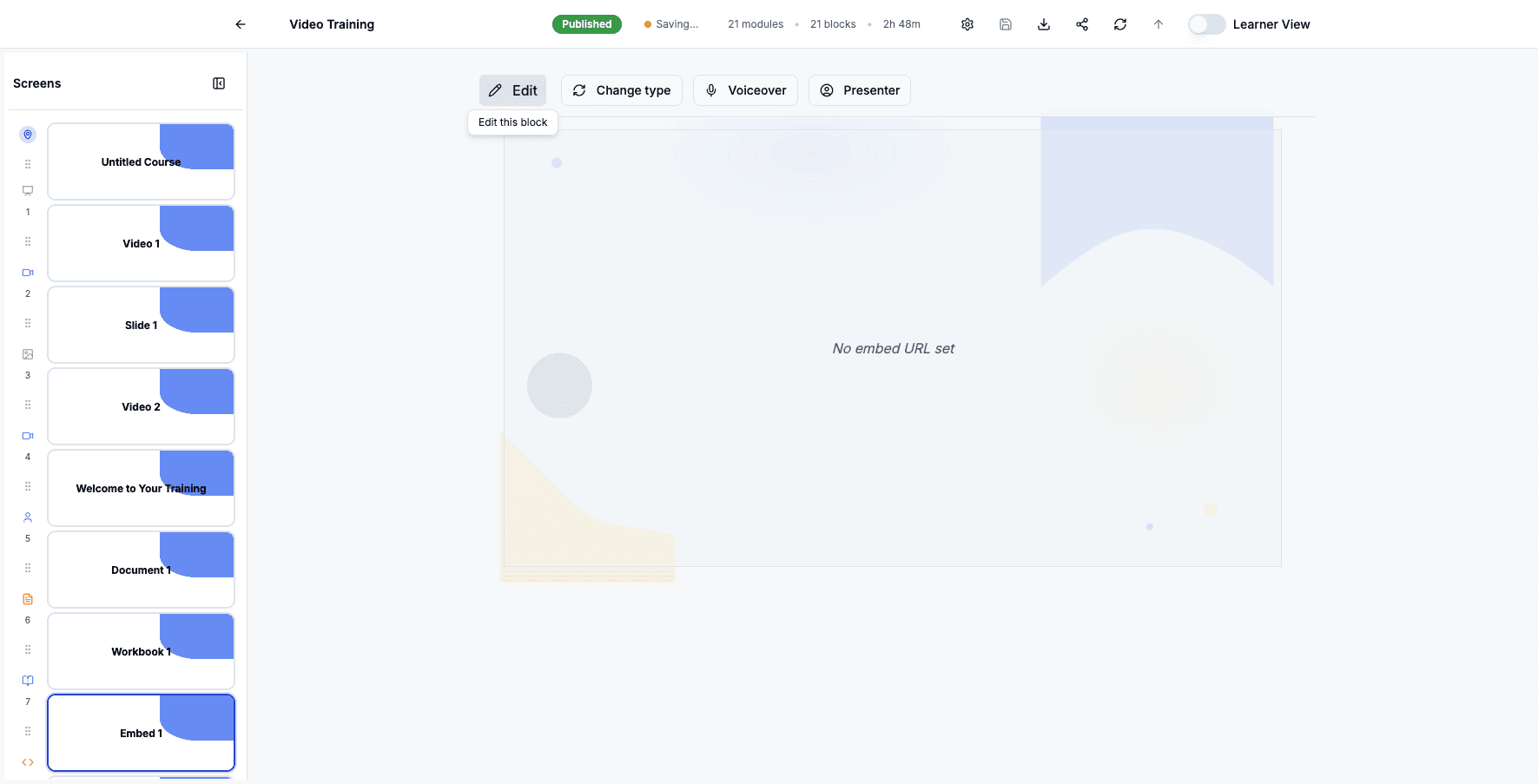 Click Edit to modify the embed code or URL for this external content.