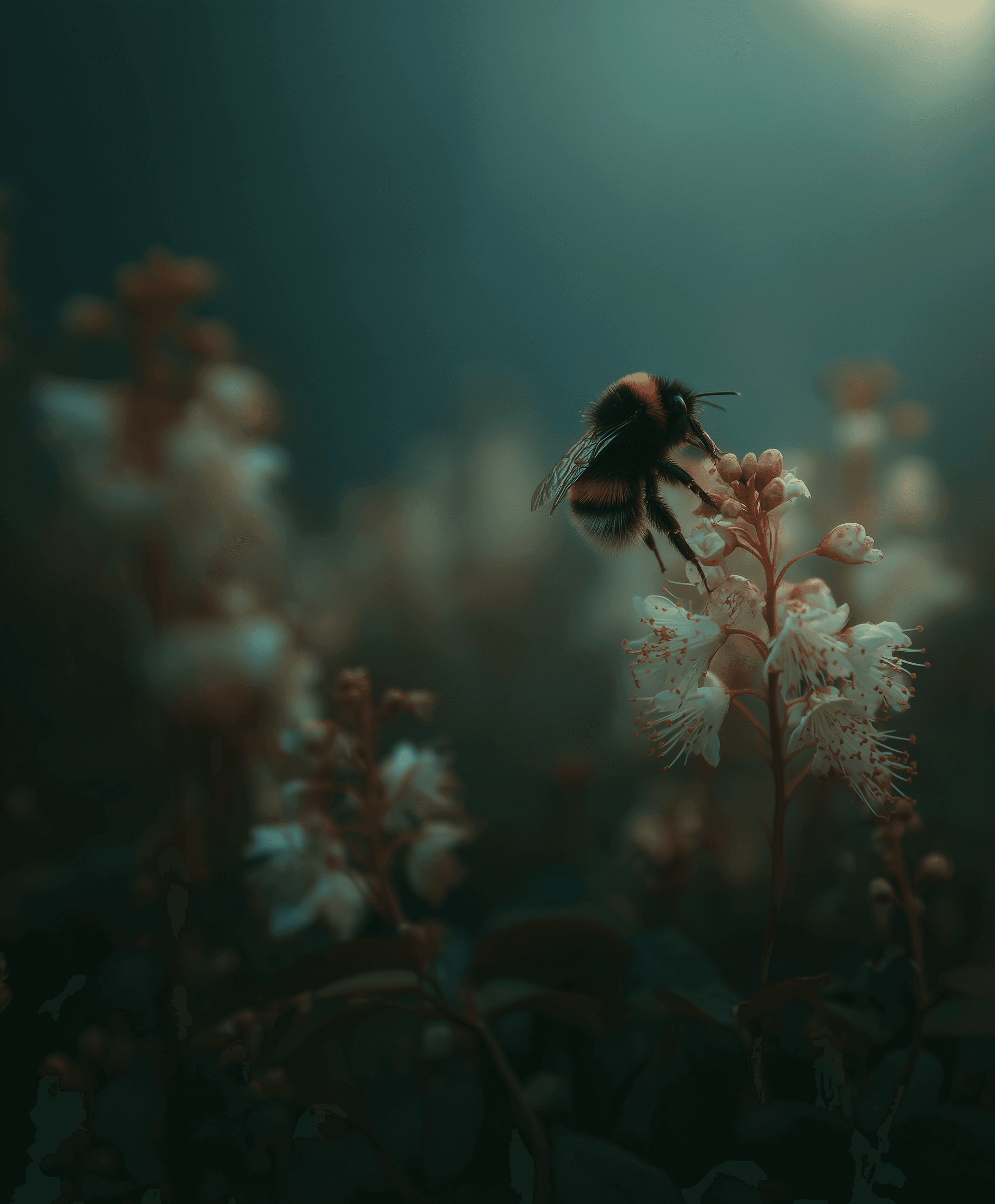 Humle som sitter på en plante