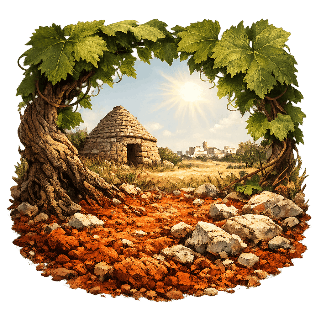 Detailed graphic of the Salento wine region.