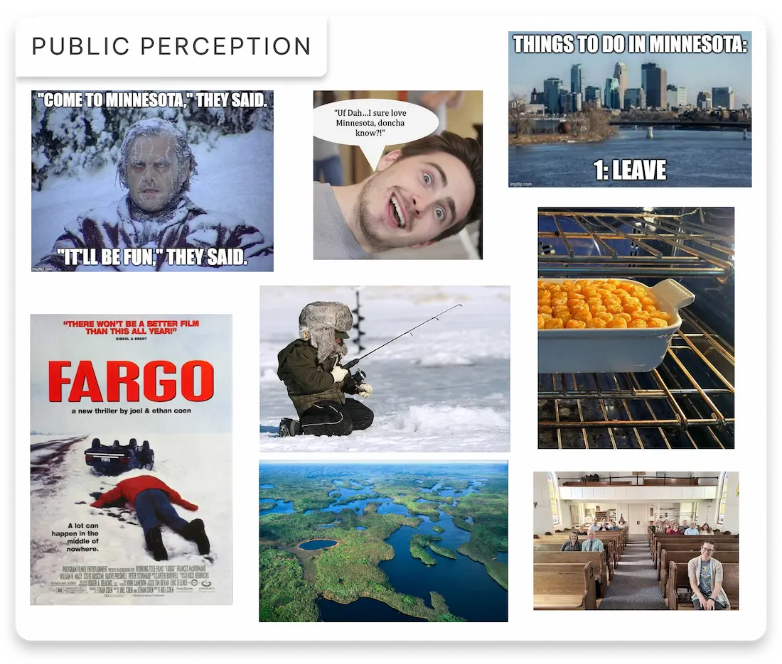 Collage of stereotypes about Minnesota