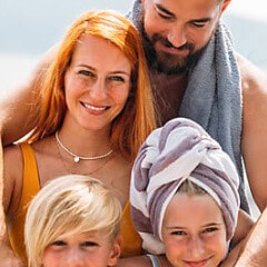 Candid family photo on vacation