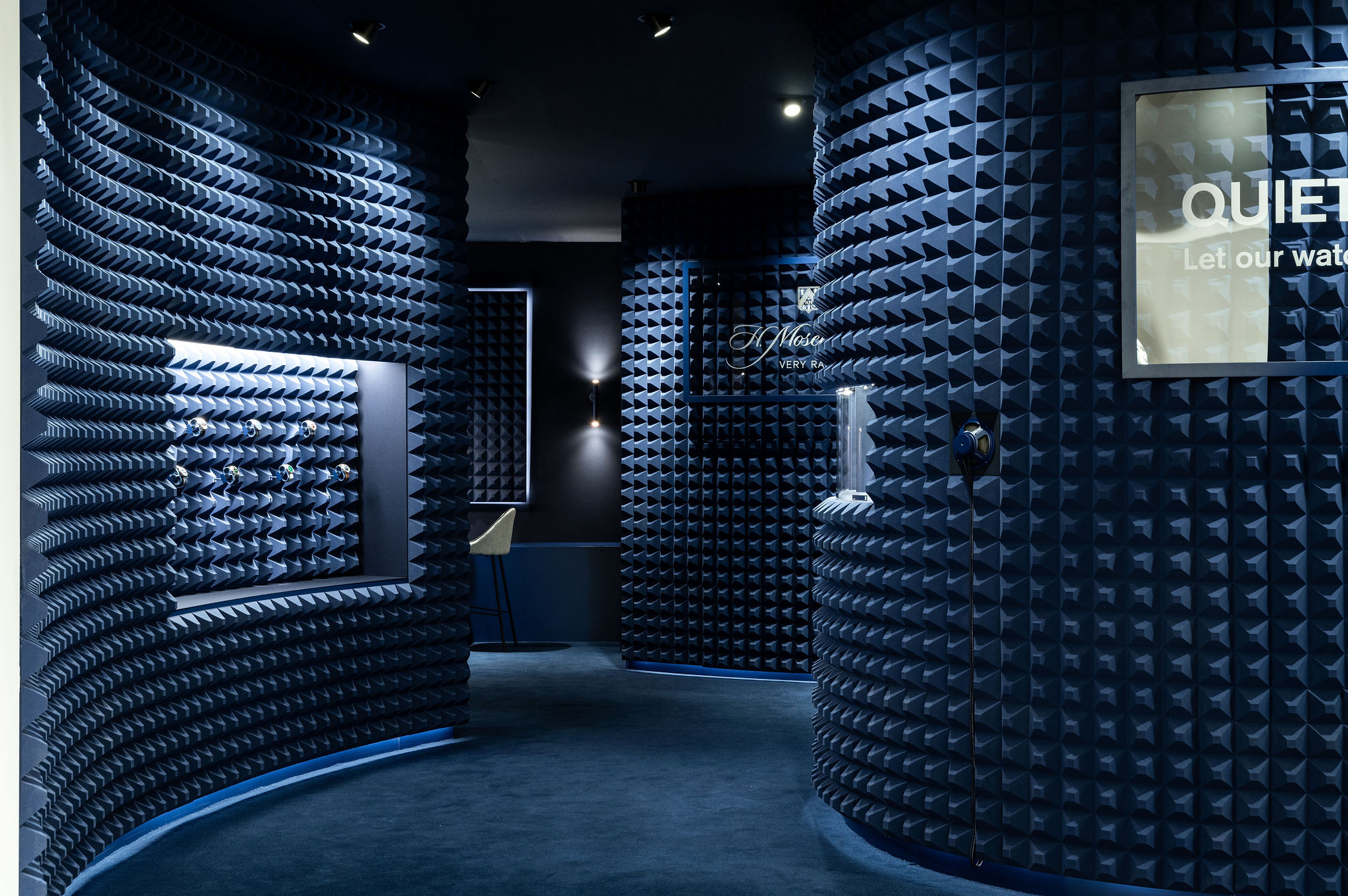 Main Entrance of the H. Moser & Cie design retail and creative concept booth for the Watches and Wonders fair 2024