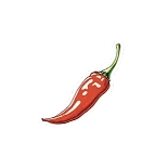 Sticker illustration of a red chili pepper with a green stem and white outline.