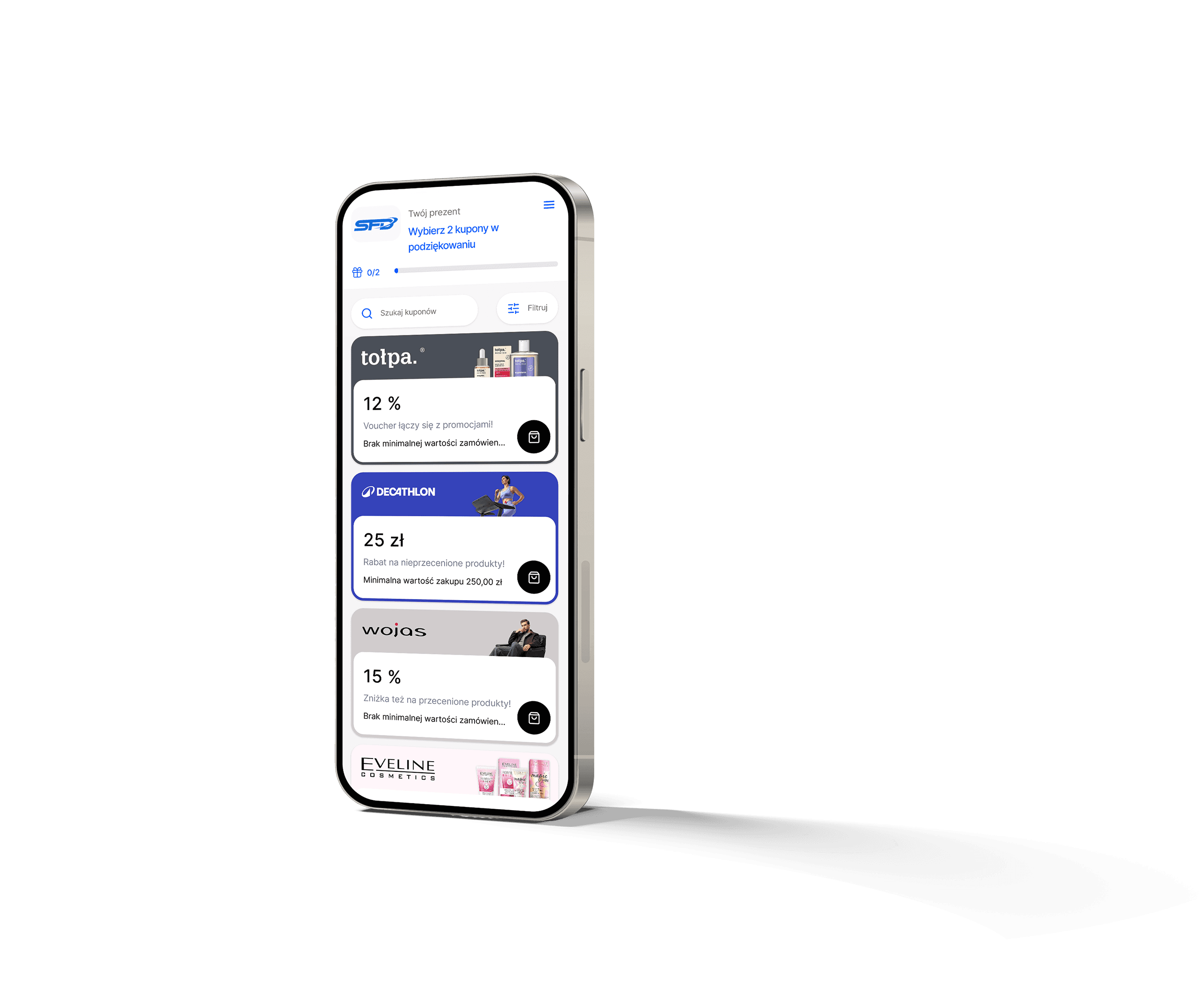 Smartfon wyświetlający ekran produktu sieci kuponów Sovendus