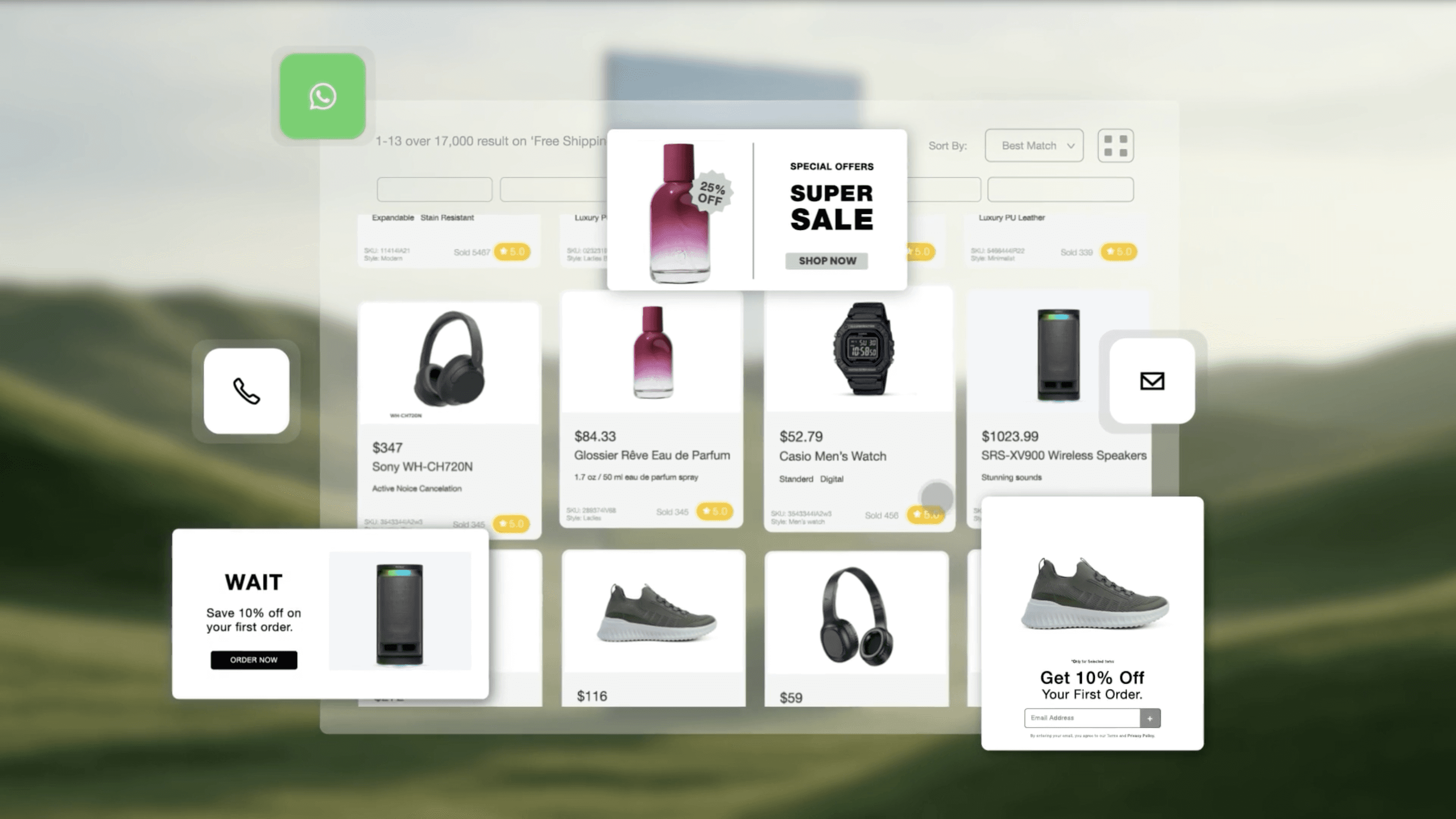 Ground AI - Green spheres with icons of people describing Aquire New Customers AI Revenue Driver Ground AI