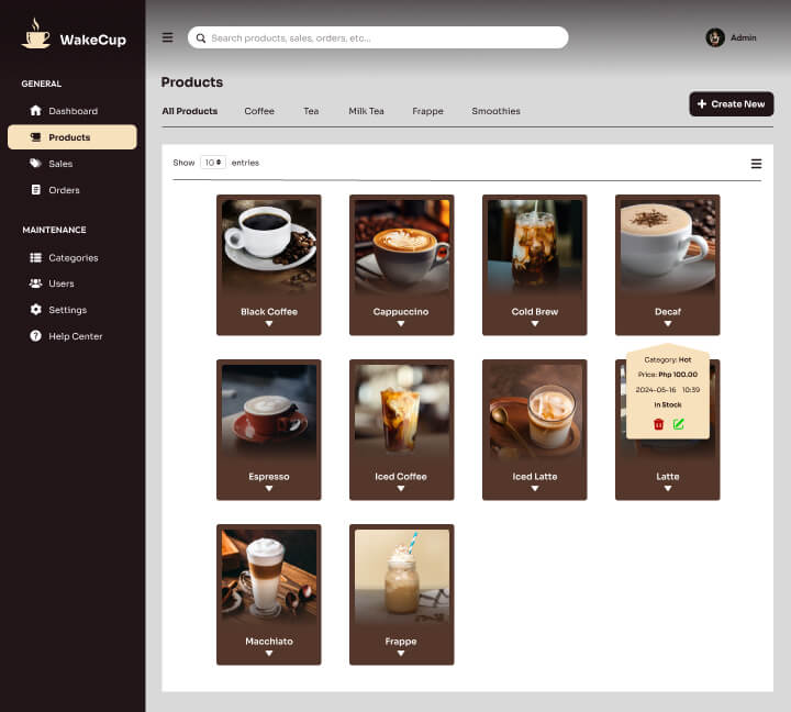 WakeCup - Products Page Column