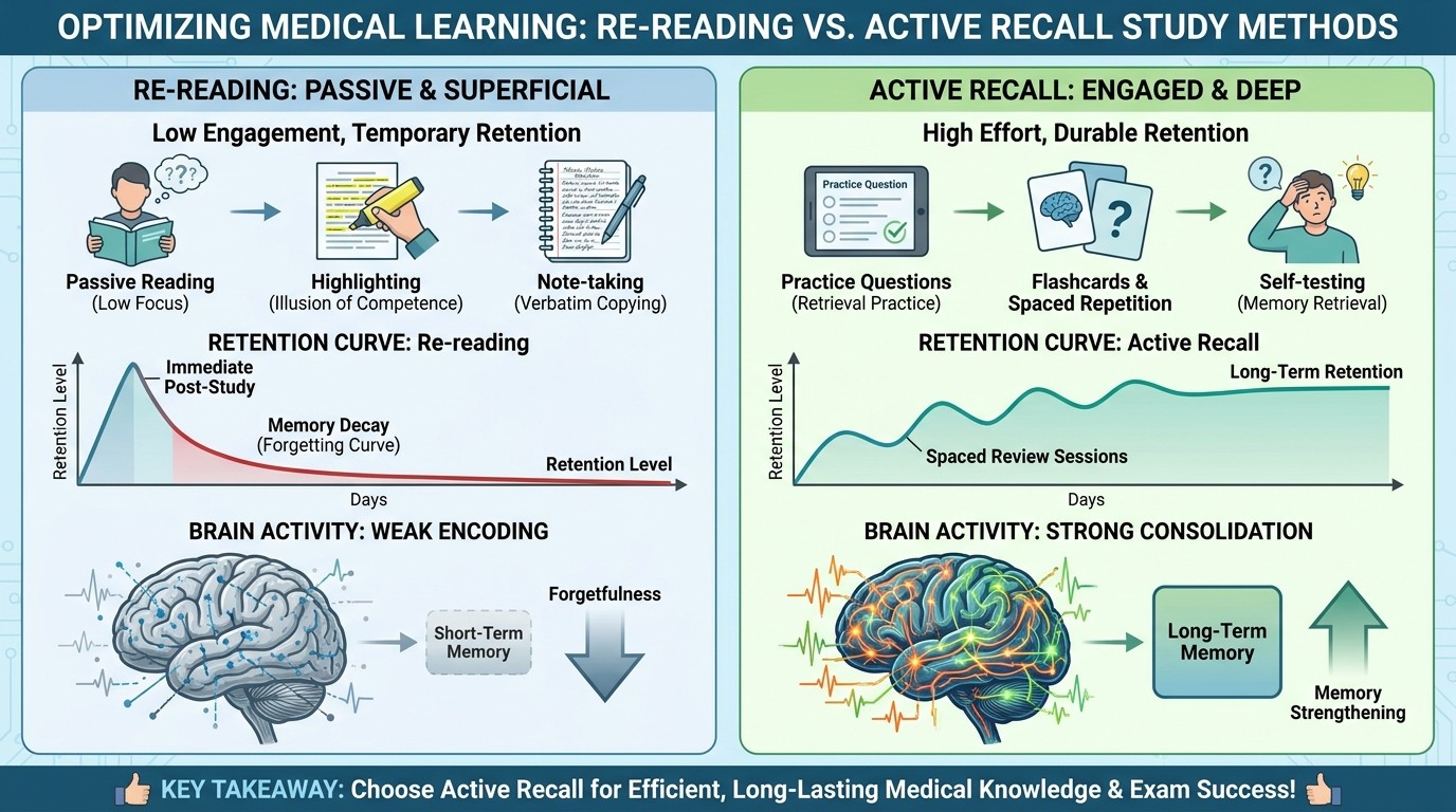 Active Recall vs Re-reading Memory Retention Comparison for Medical Students