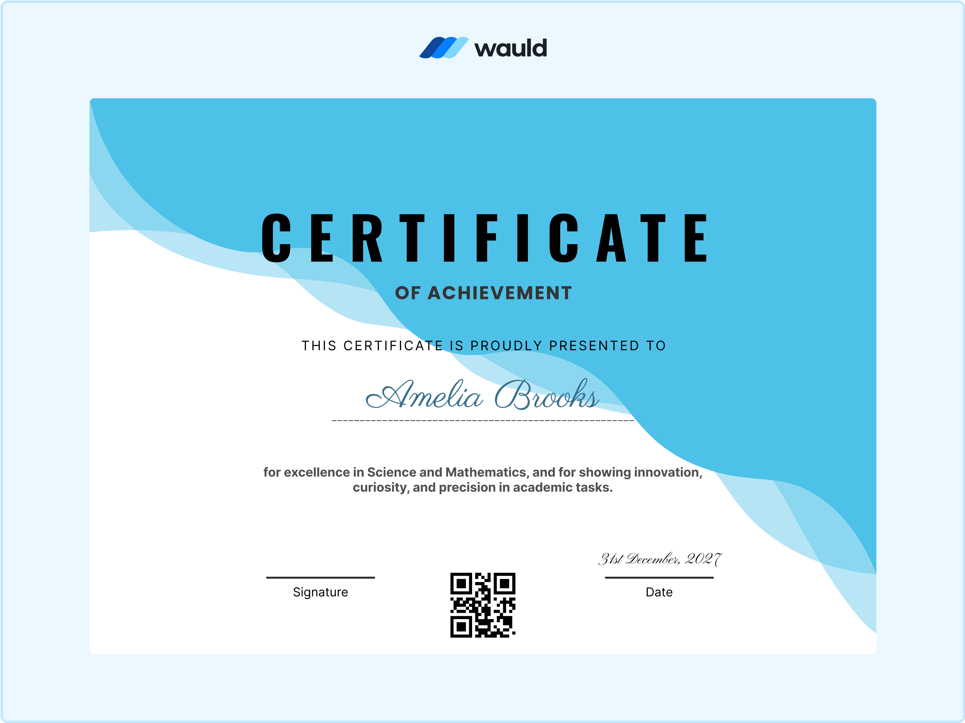 Wauld - Cool-toned professional certificate template