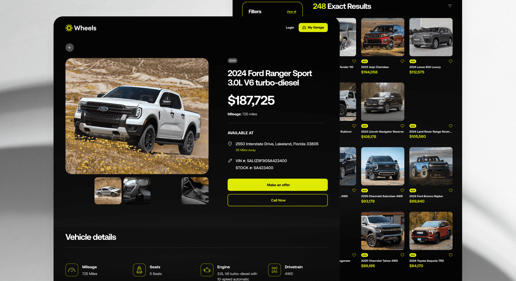 Wheels - Vehicle listing page