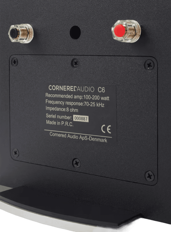 Cornered Audio C6 speaker backplate with specs