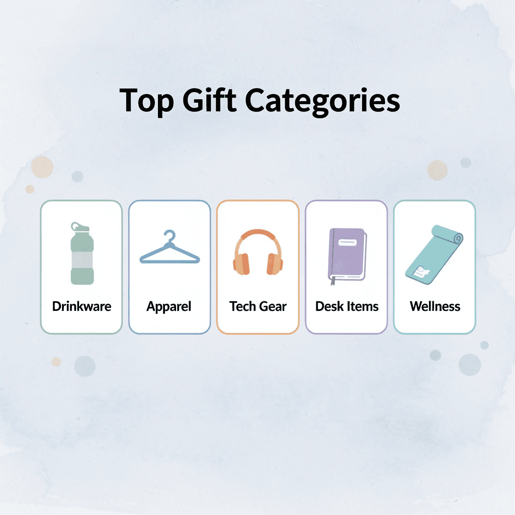 Infographic showing top corporate gift categories for teams