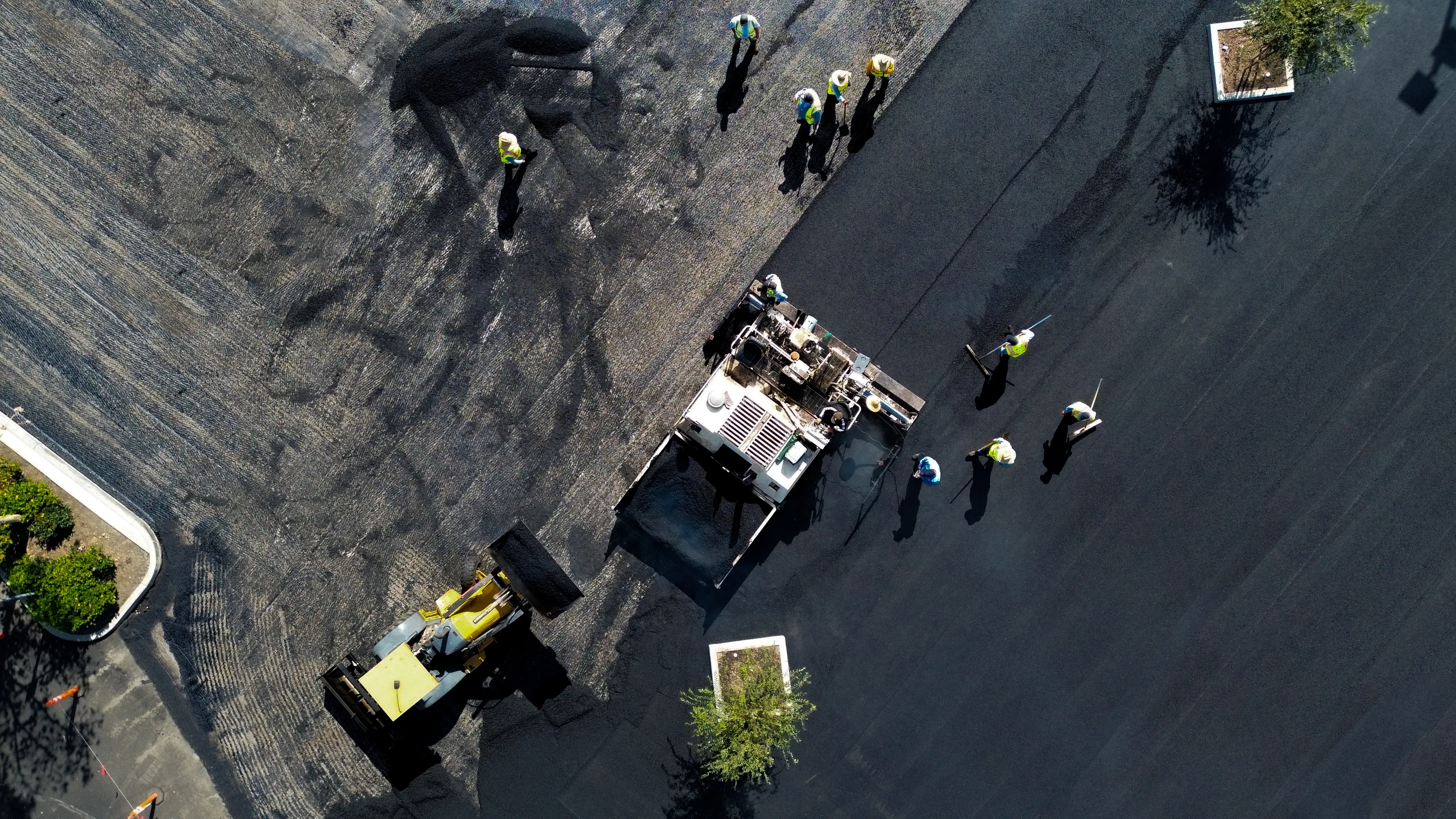 Aerial photo of asphalt paving shopping center project