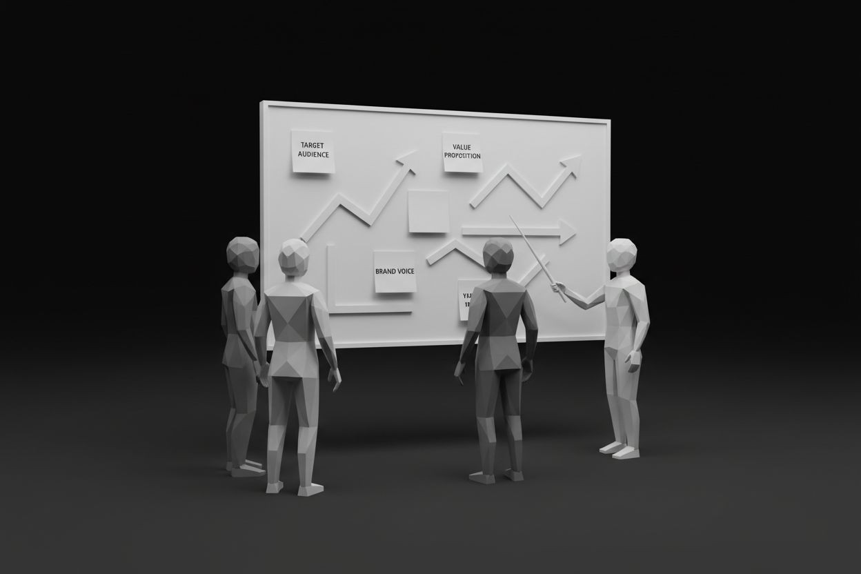 Team developing a brand positioning strategy