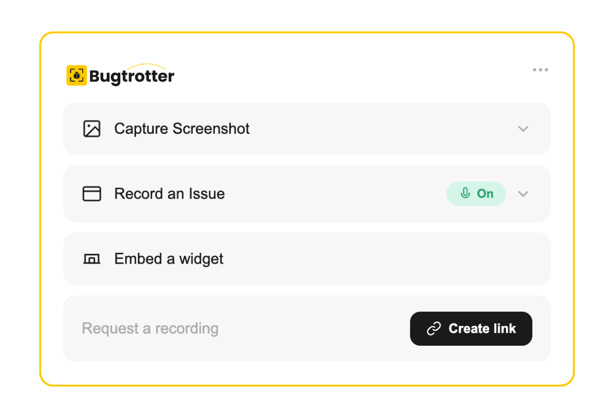 Three ways to capture a bug using the Bugtrotter widget and links.