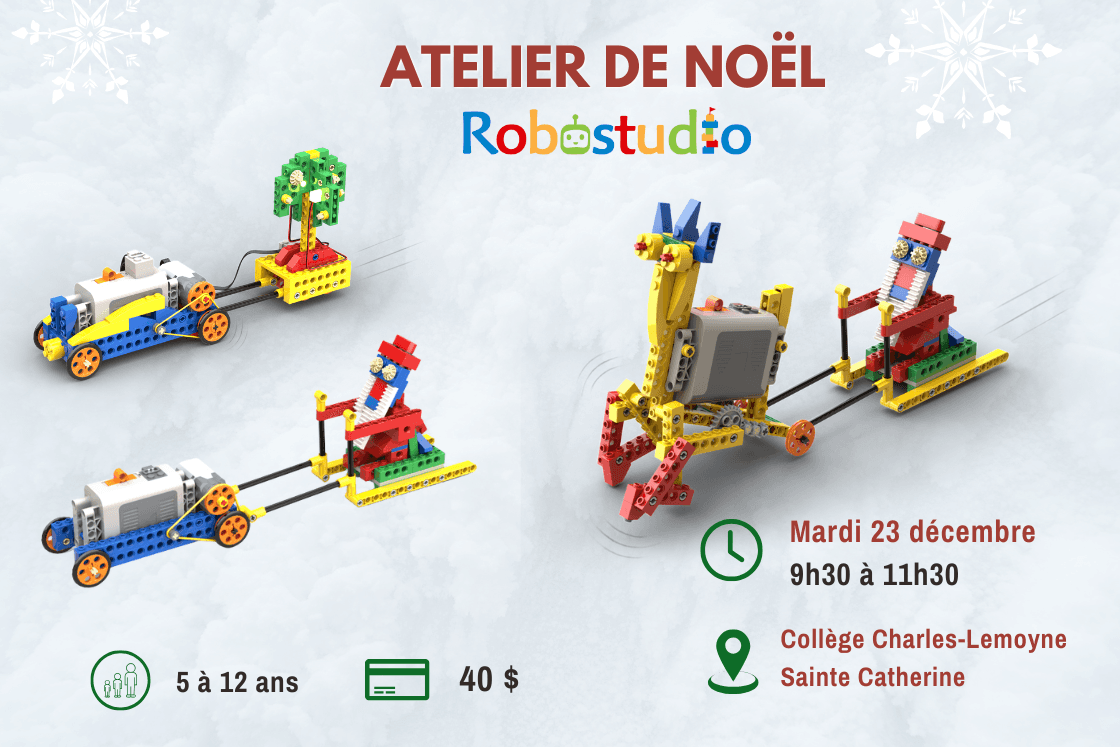 Enfants en classe manipulant des kits de robotique Young Engineers lors d’un cours sur la Rive-Sud de Montréal.