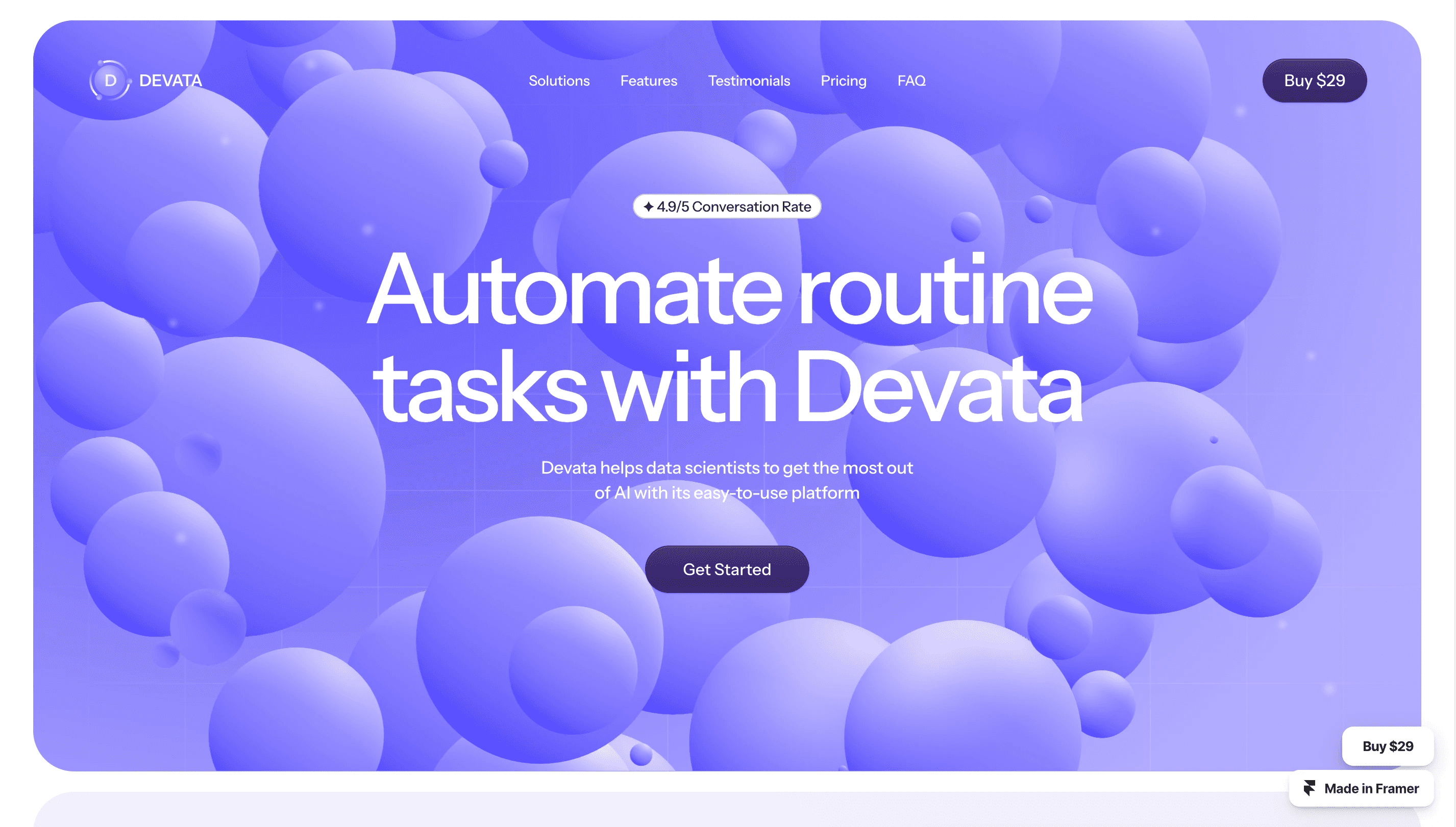 Devata — Landing page website template