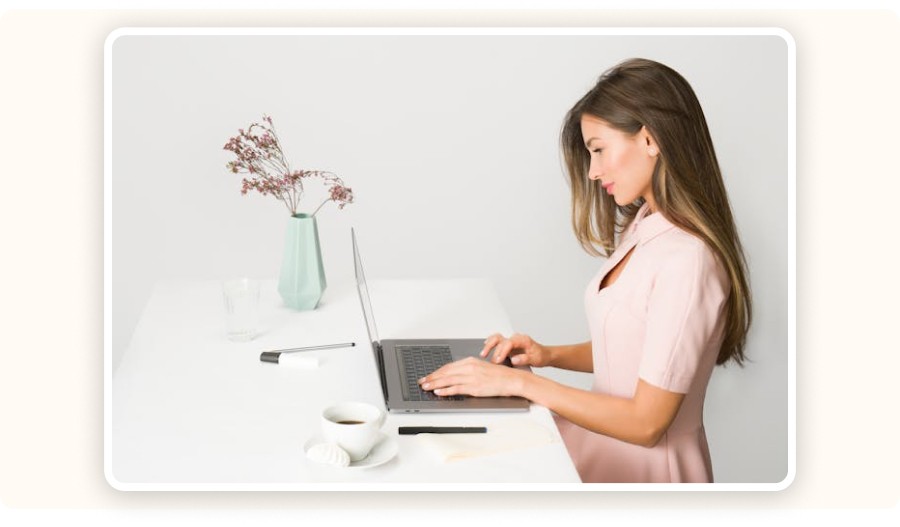 Woman working on a laptop