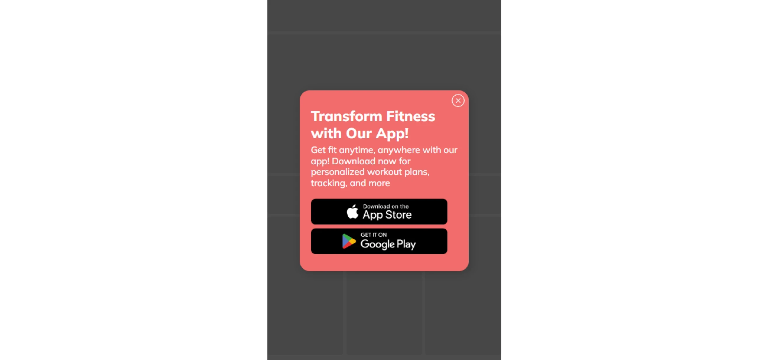 Claspo popup template that encourages downloading the app because the popup is targeted at mobile visitors&nbsp;