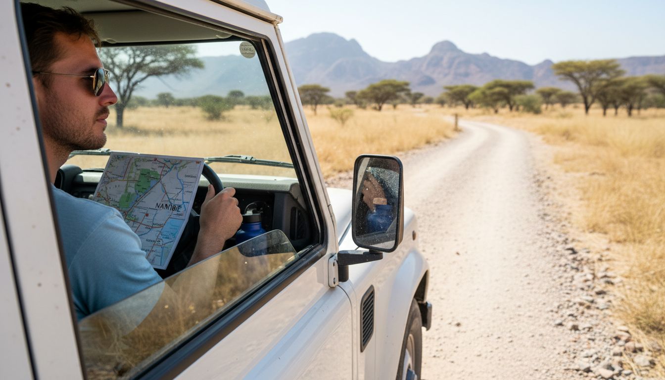 Aventure en 4x4 à travers la brousse namibienne : un road trip inoubliable au cœur de paysages sauvages.