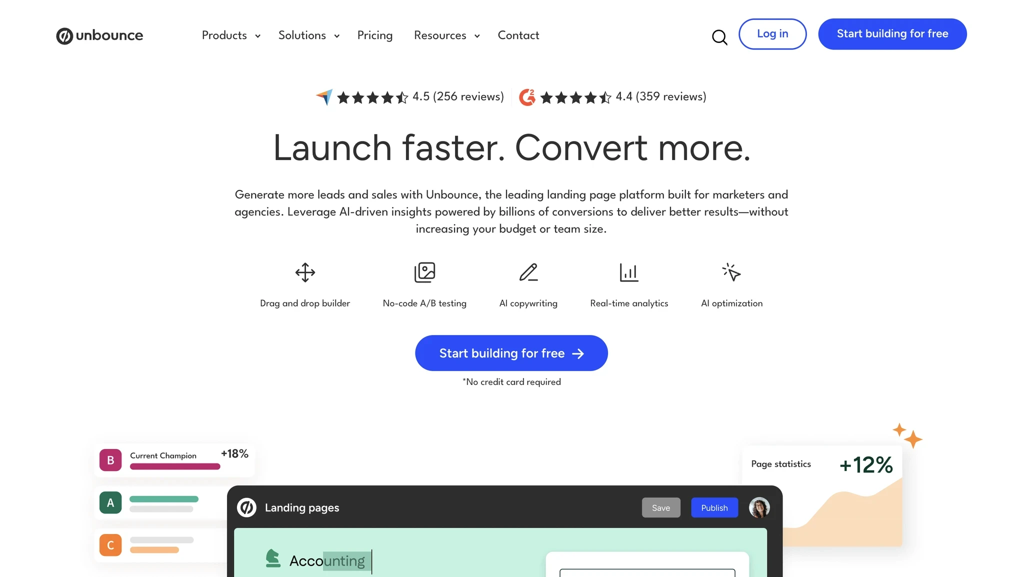 Unbounce Homepage Hero