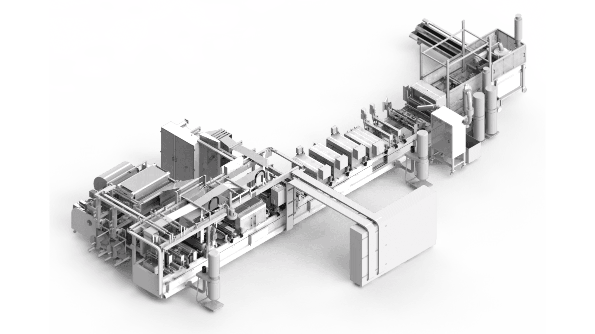 Industriemaschine in 3D-Ansicht, graue Farbe. Produktionsanlage. 