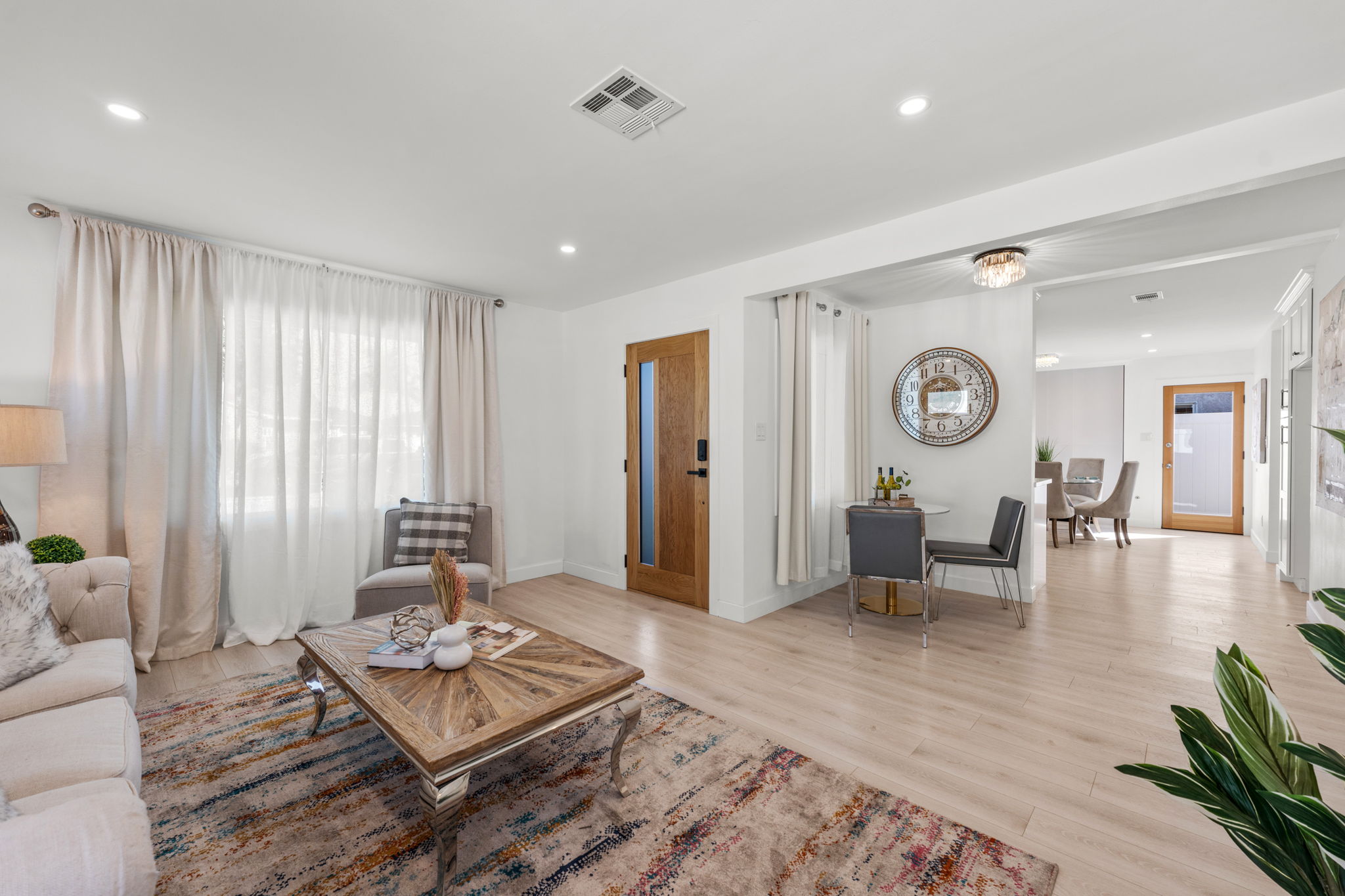 two brown wooden stools