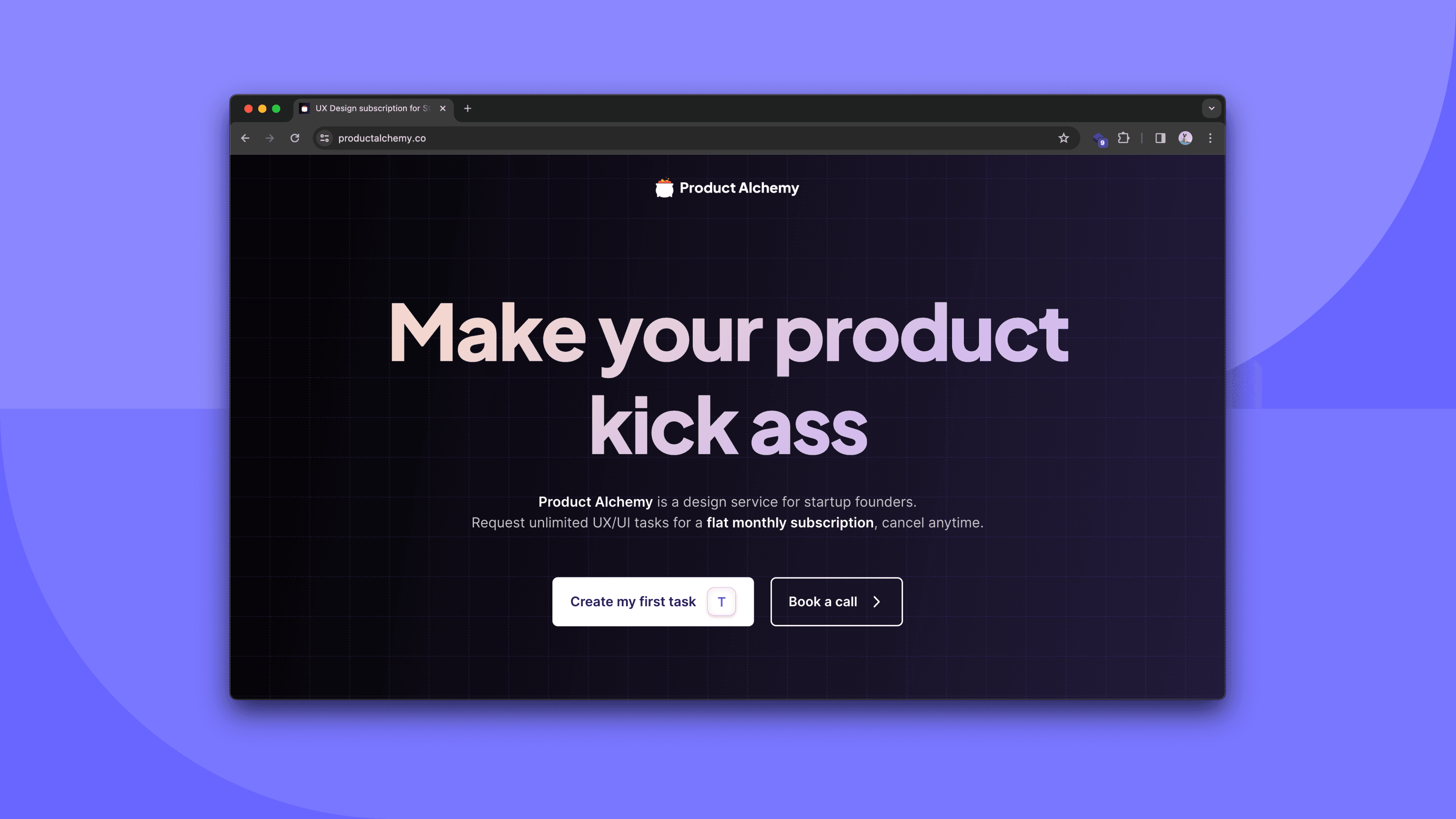 A screenshot from the the interviewee's website product alchemy.