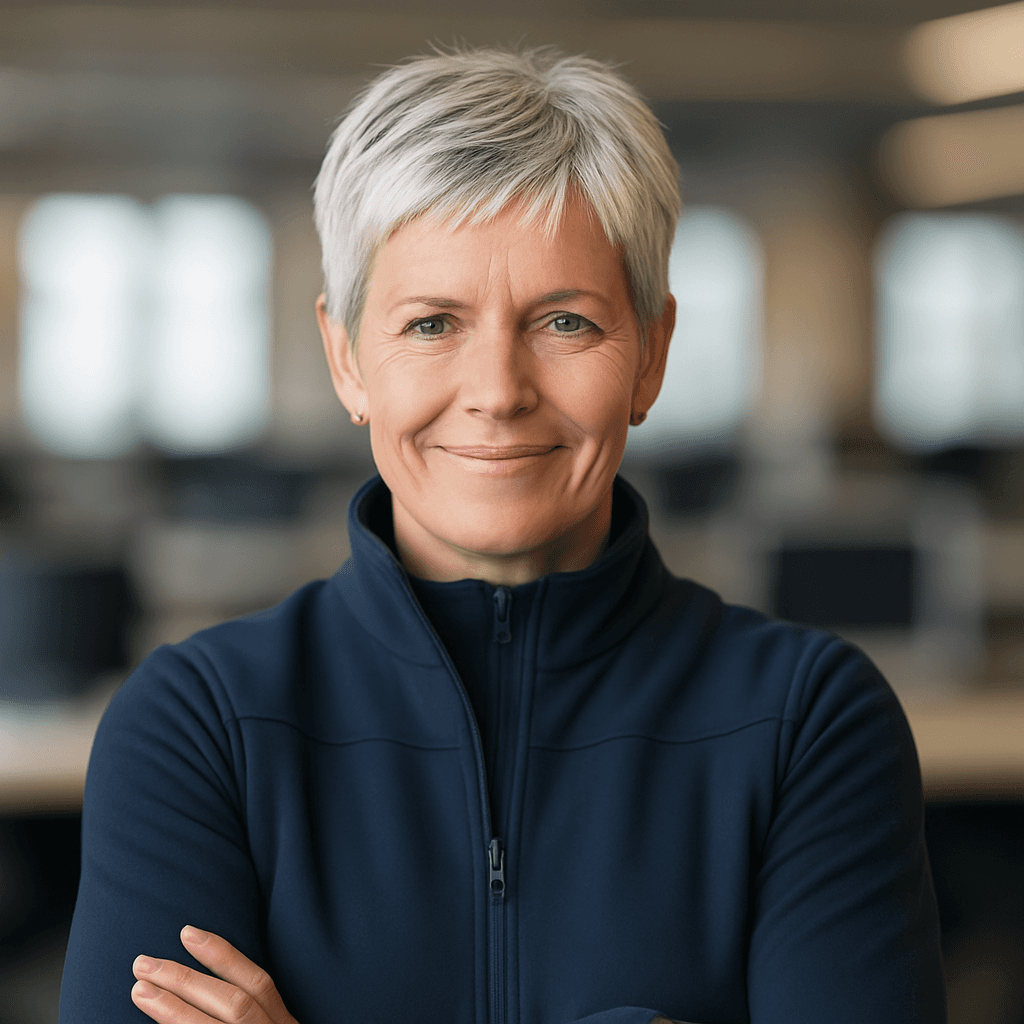 Female buiness owner smiling