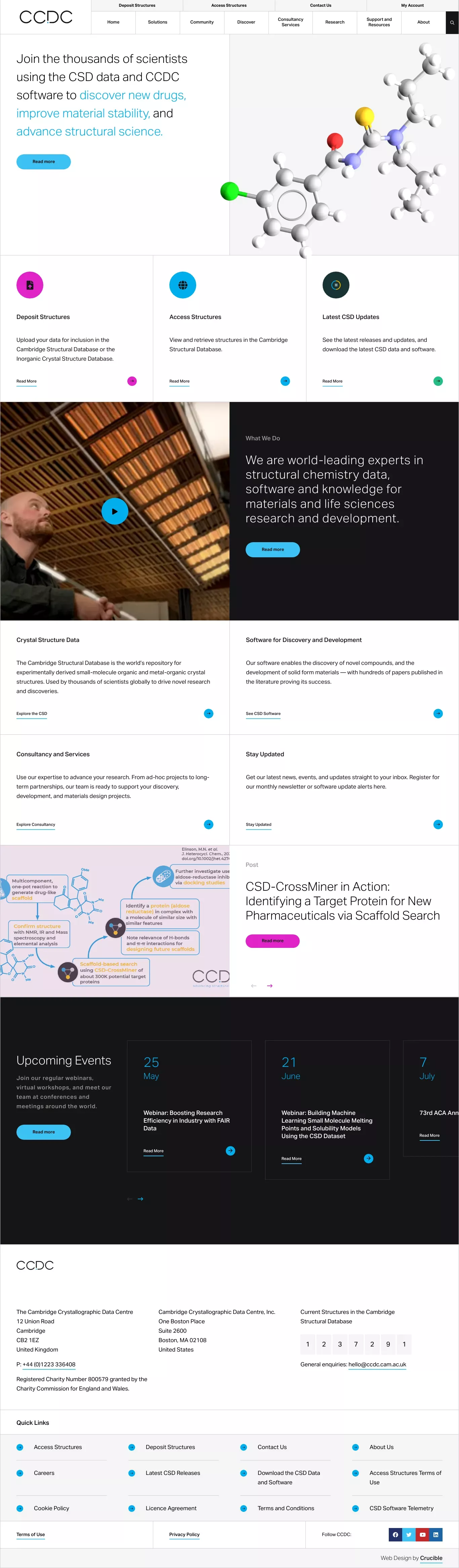 CCDC landing page screenshot showcasing Medical and Tech design