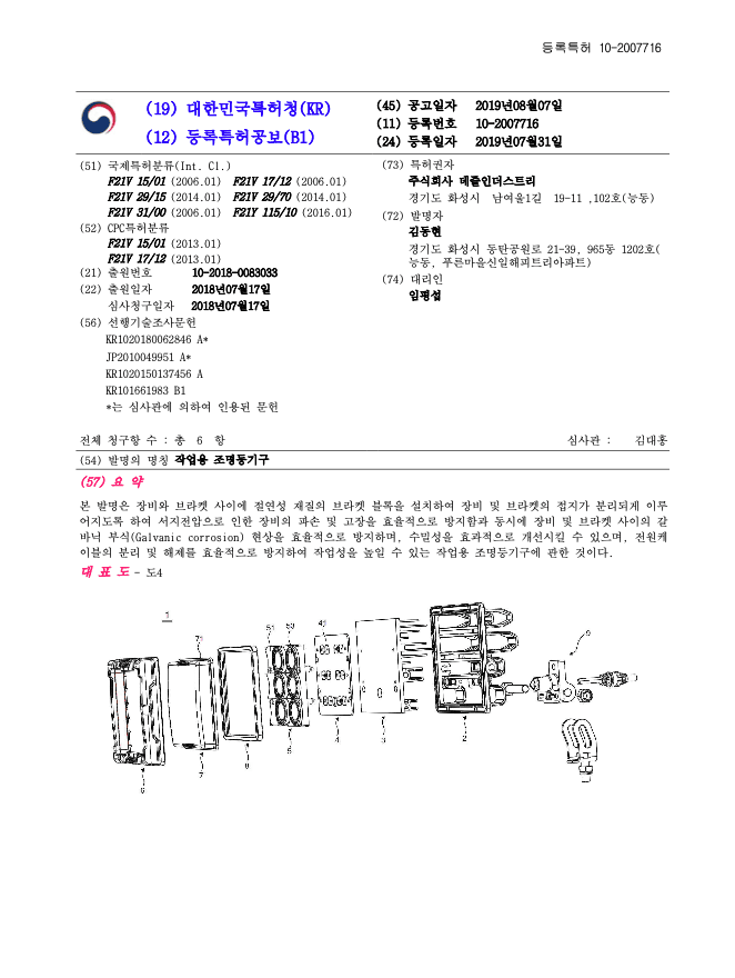 작업용 조명등기구