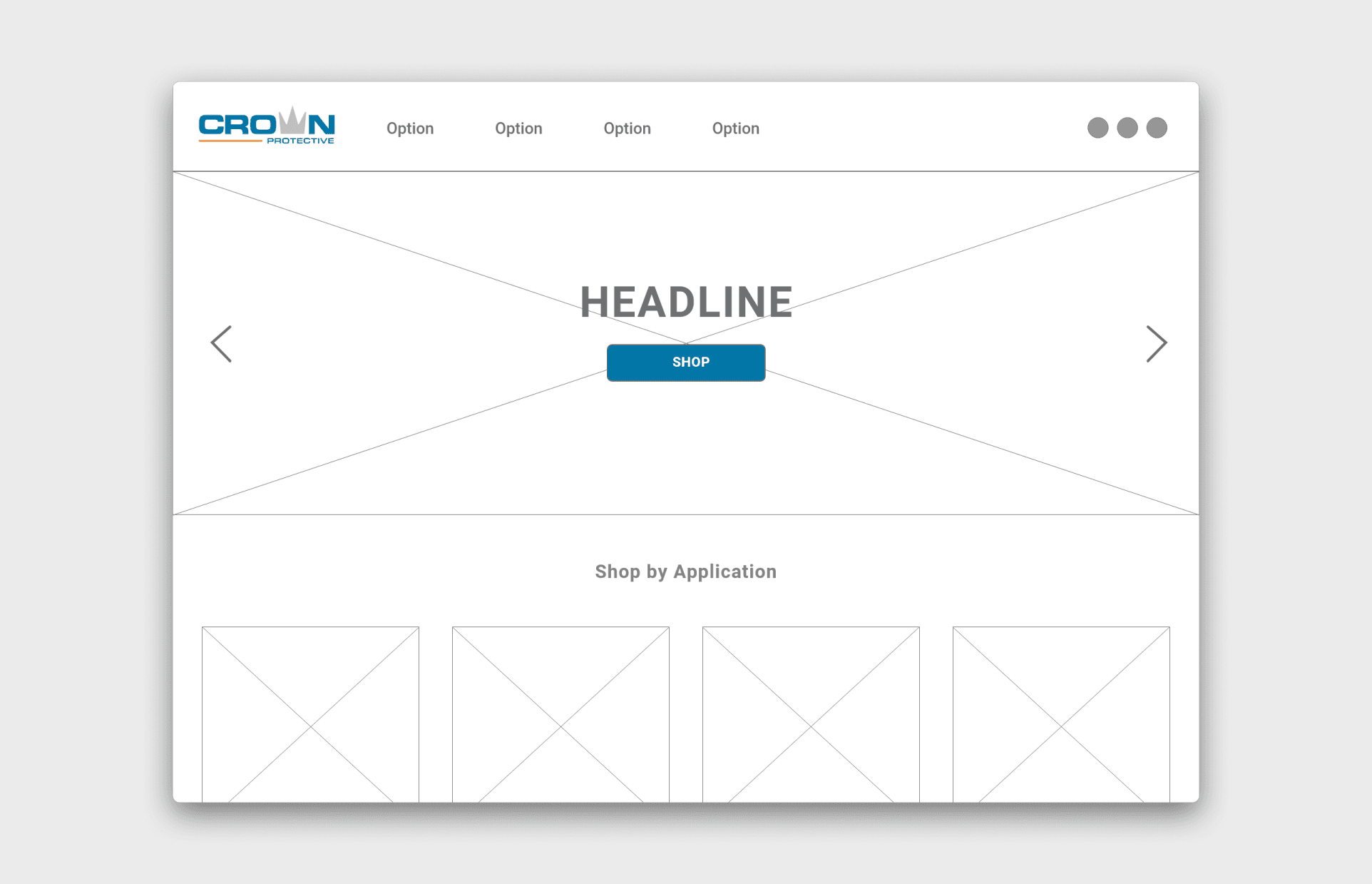 Wireframe of home page