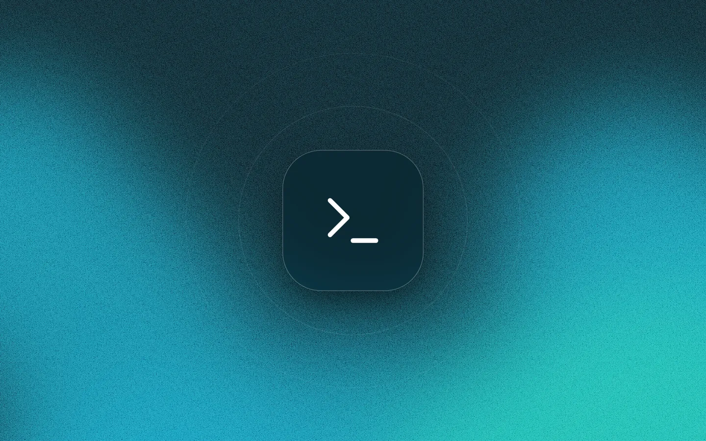 Terminal prompt icon on a grainy ocean-to-mint gradient