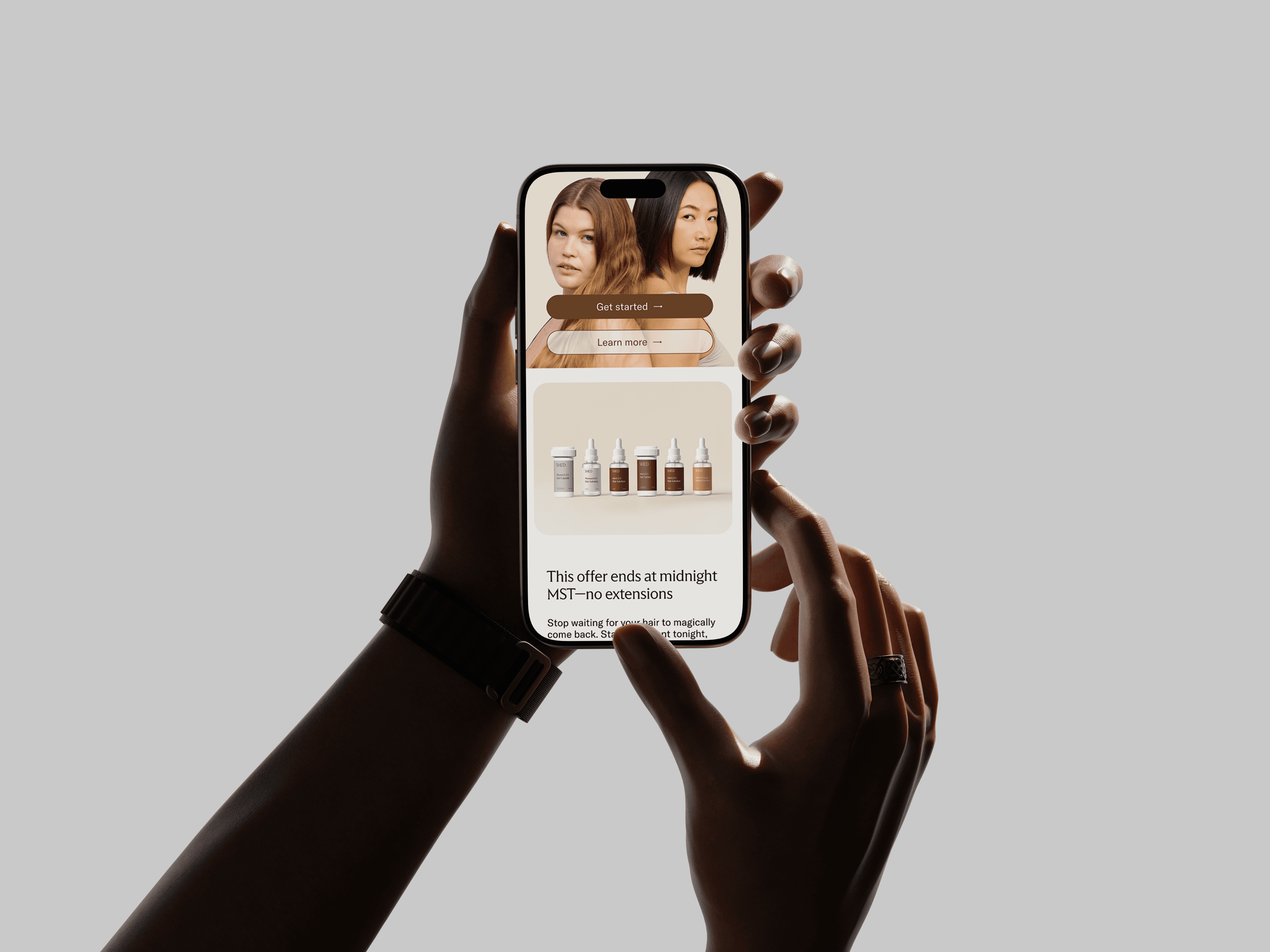 Email mockup of hair products