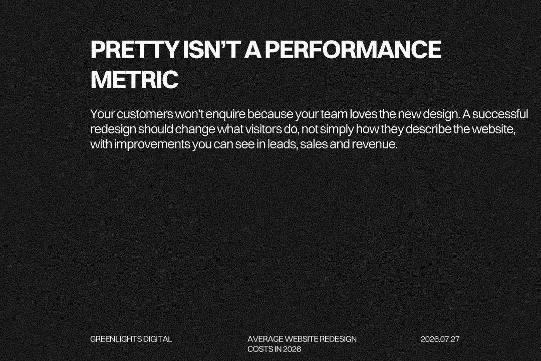 Conversion-optimized website redesign measured by leads, sales and revenue