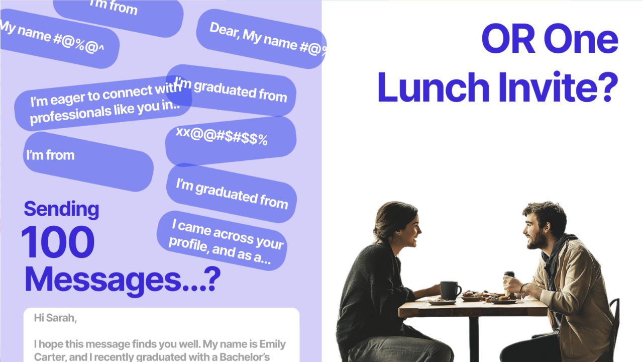 Comparison of generic LinkedIn outreach with a personal coffee or lunch invitation