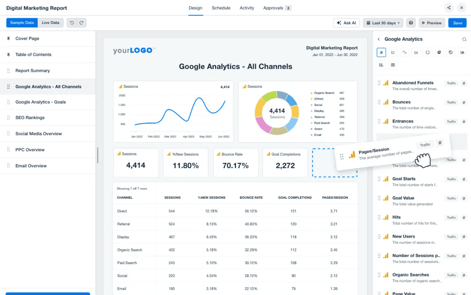digital marketing report in AgencyAnalytics