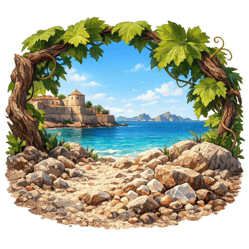 Detailed graphic of the Ajaccio wine region.