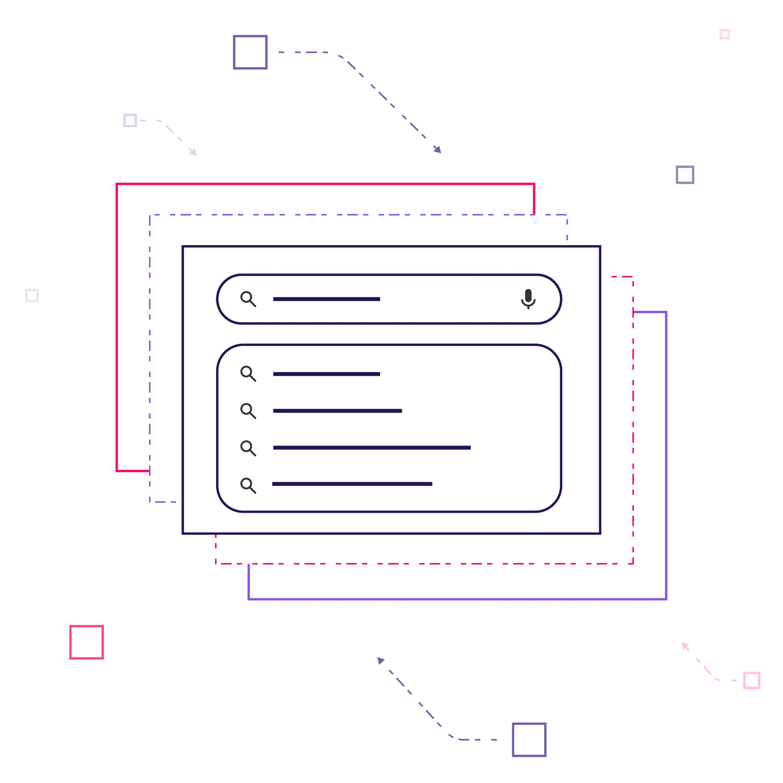 Illustration of a search box with suggested results
