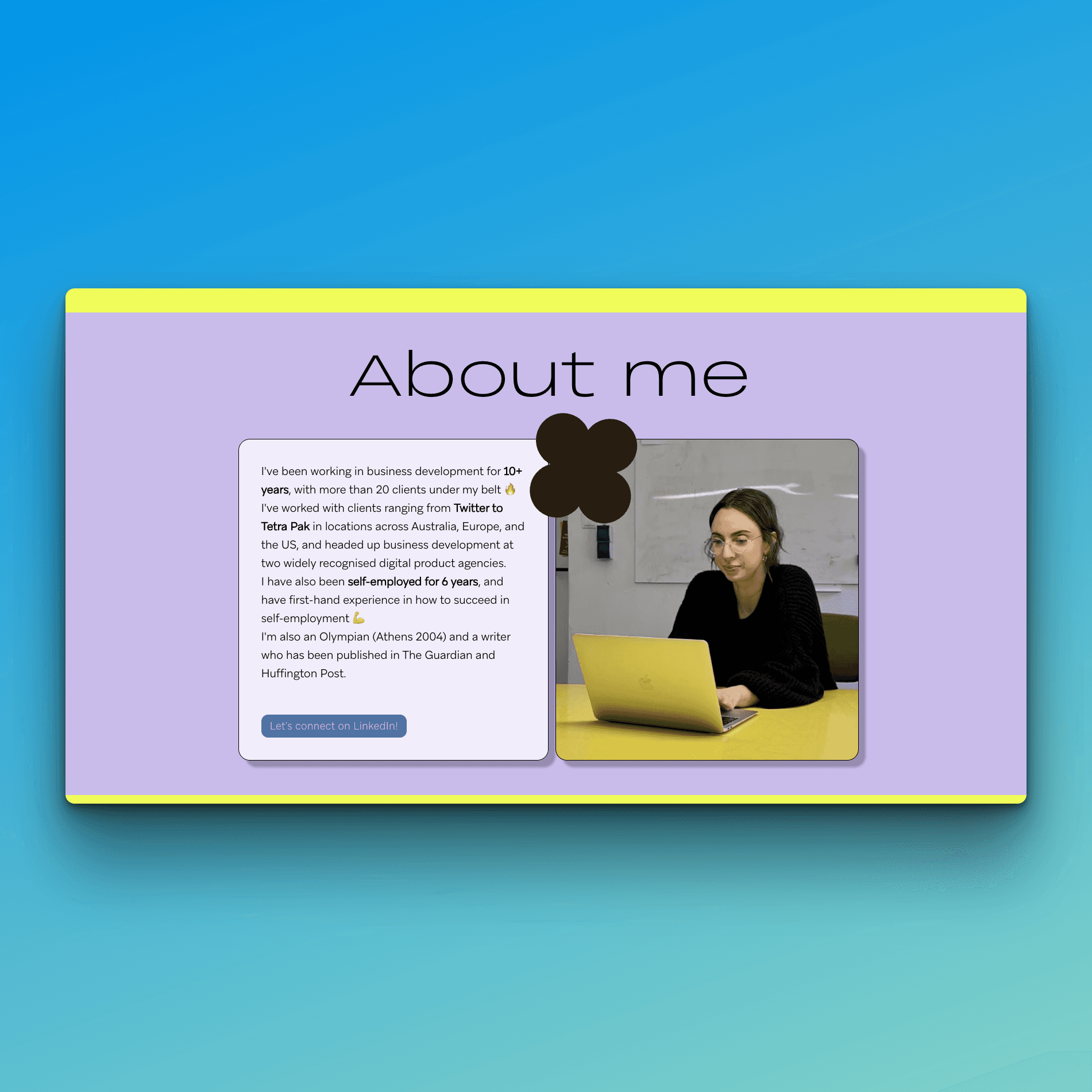 Screenshot sales for freelancers com About me section