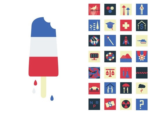 simple illustrations using limited colors