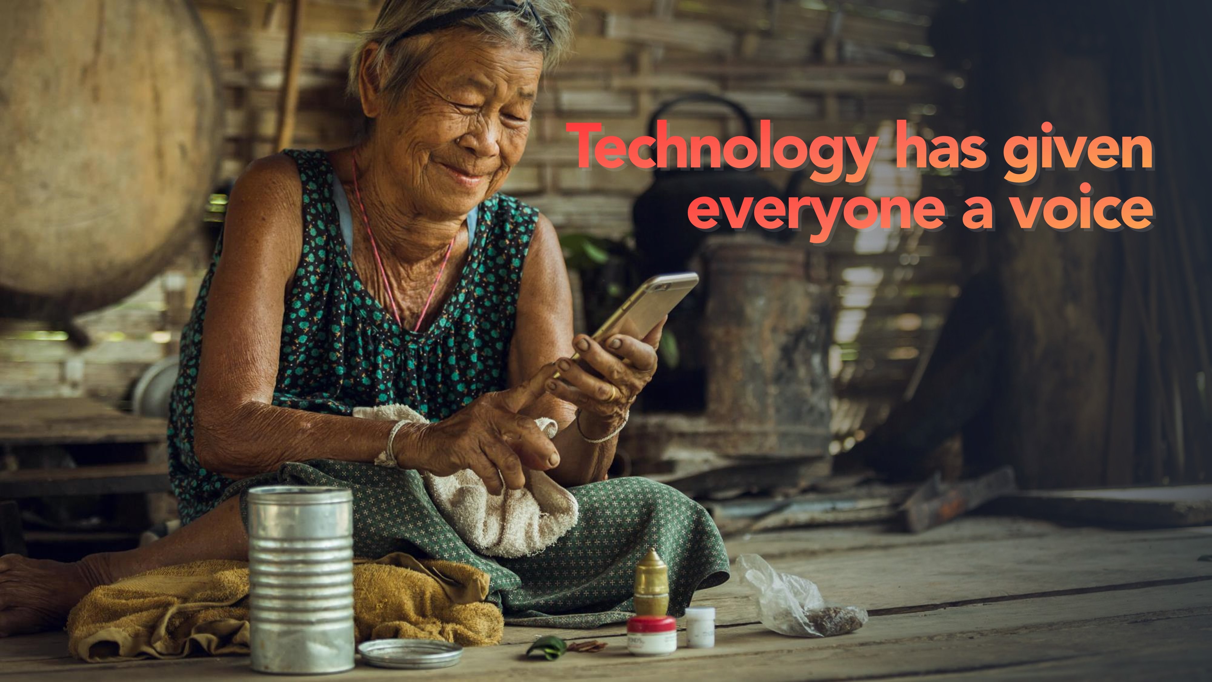 image of old woman with cell phone